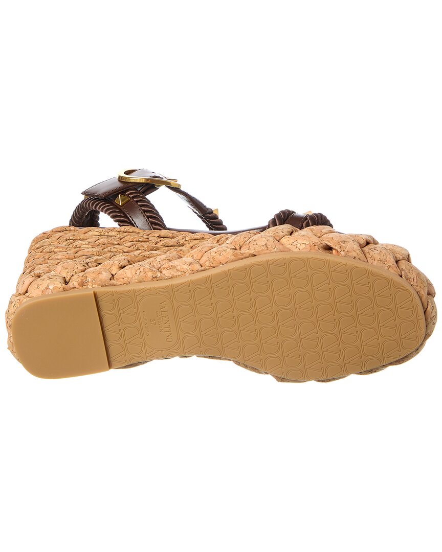Valentino Rockstud 100 Leather Wedge Sandal