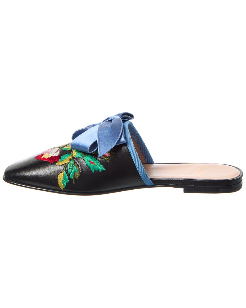 Valentino Floral Embroidered Leather Mule