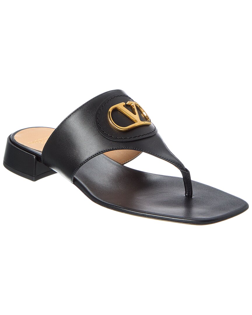 Valentino Vlogo Signature Leather Sandal Black