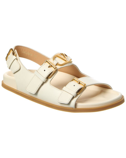 Valentino Vlogo Leather Sandal White