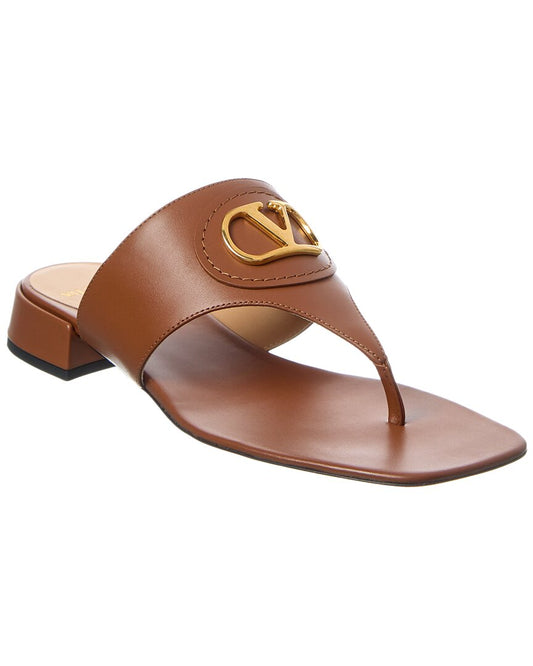 Valentino Vlogo Signature Leather Sandal Brown Multi