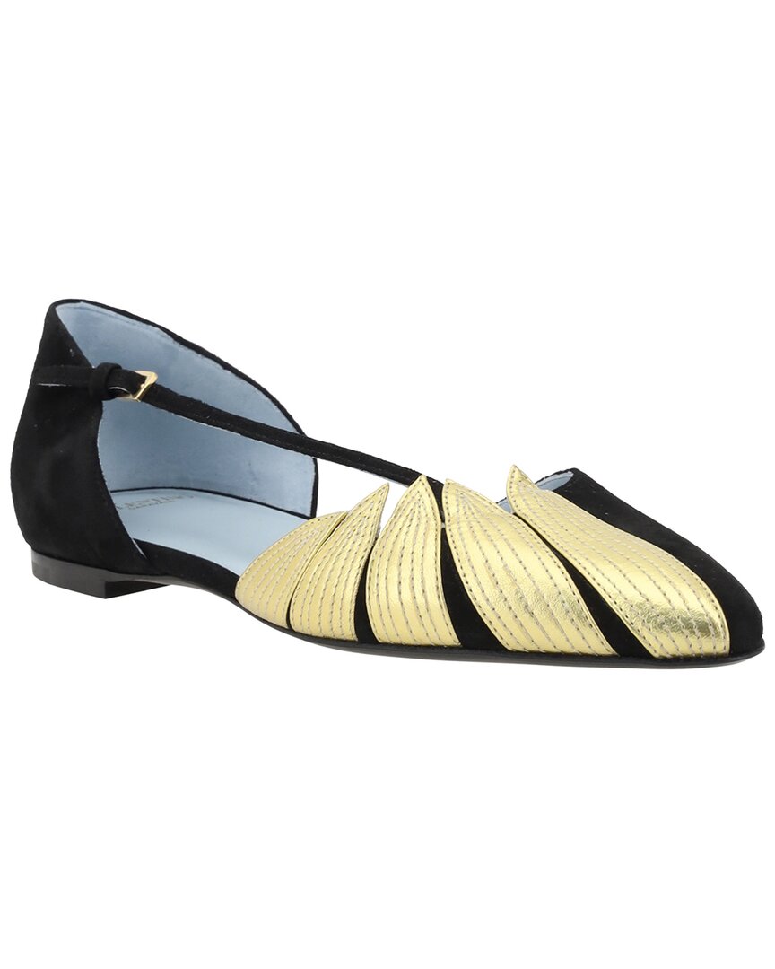 Valentino Foglie Leather Ballerina Flat Black