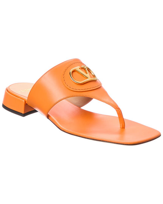 Valentino Vlogo Signature Leather Sandal Orange