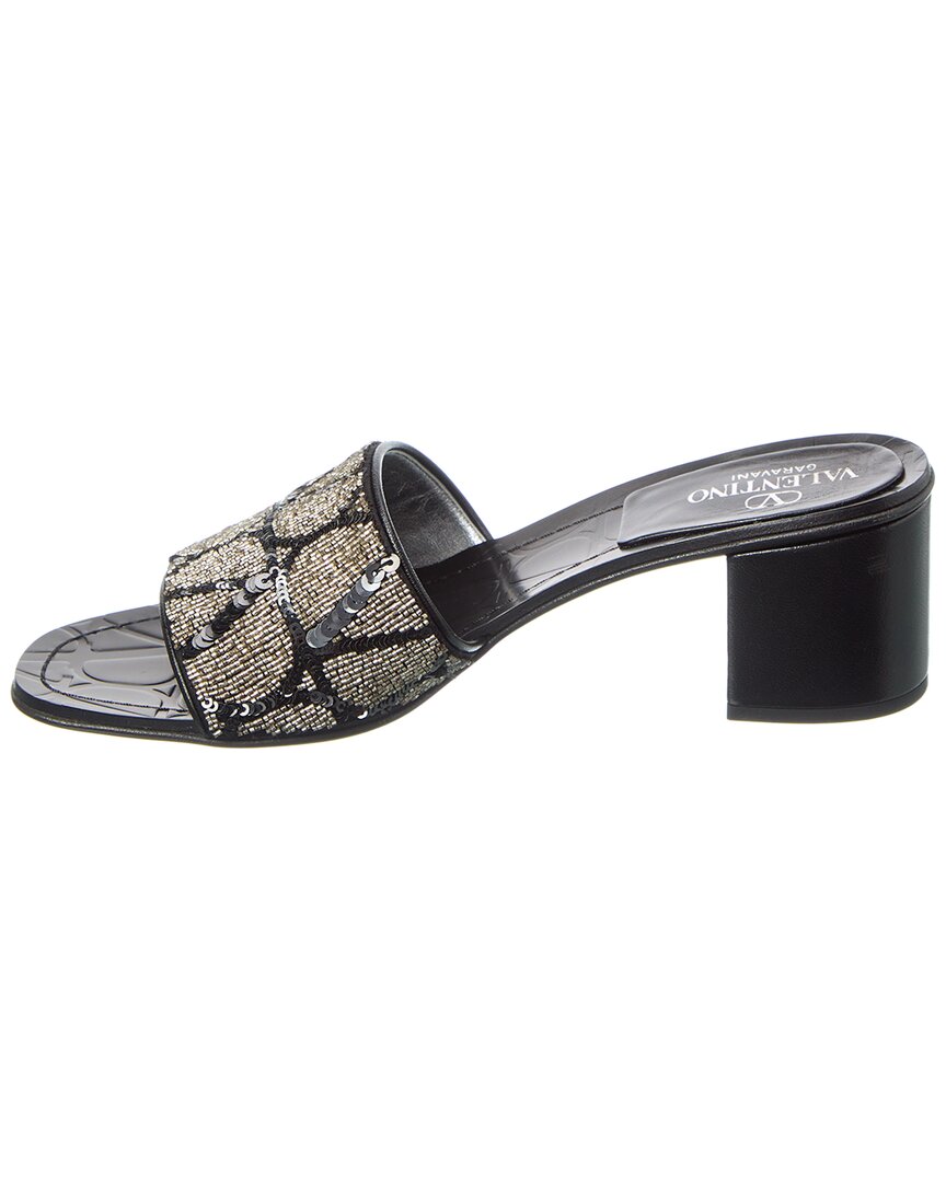 Valentino Vlogo 50 Toile Iconographe Leather Sandal