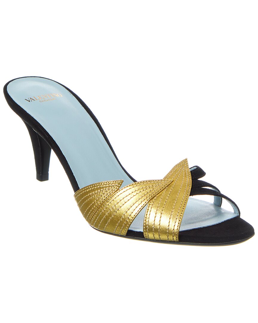 Valentino Foliefoliage 65 Suede Sandal Black