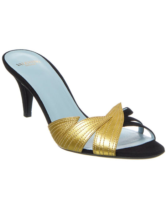 Valentino Foliefoliage 65 Suede Sandal Black