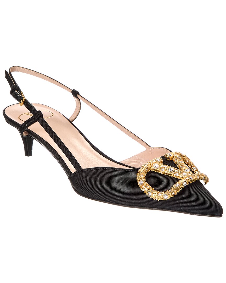 Valentino Vlogo 40 Grosgrain Slingback Pump Black