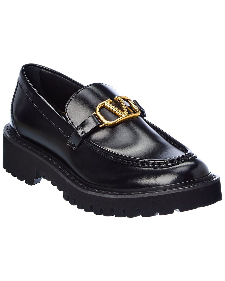 Valentino Vlogo Signature Leather Loafer Black
