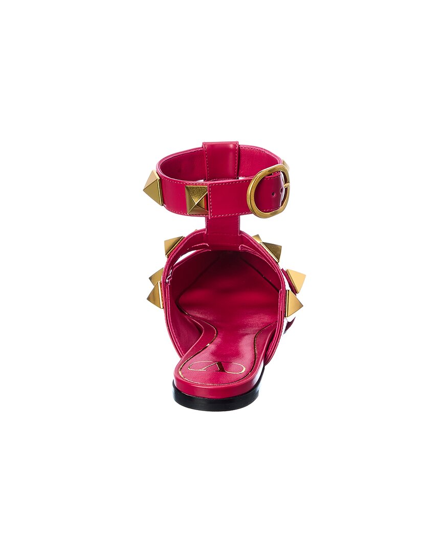 Valentino Roman Stud Leather Ankle Strap Flat