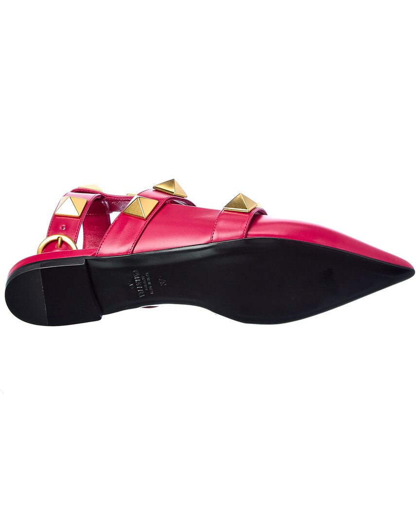 Valentino Roman Stud Leather Ankle Strap Flat