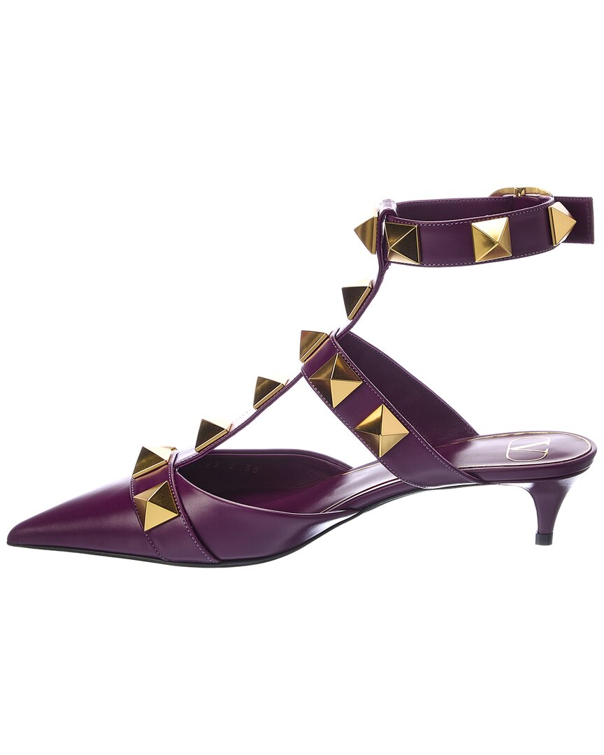 Valentino Roman Stud 40 Leather Ankle Strap Pump