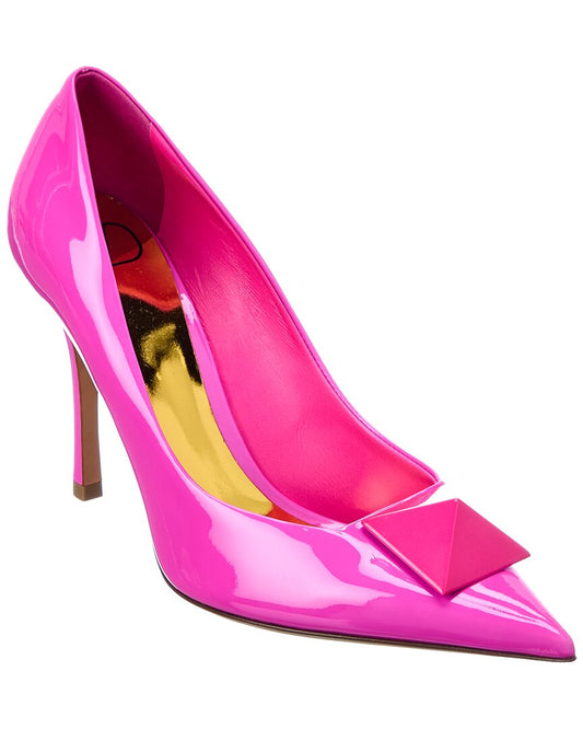 Valentino One Stud 100 Patent Pump Pink