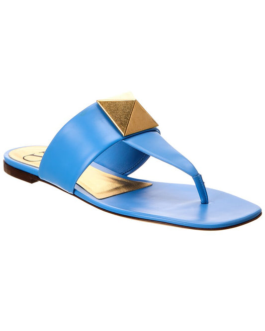 Valentino One Stud Leather Sandal Blue