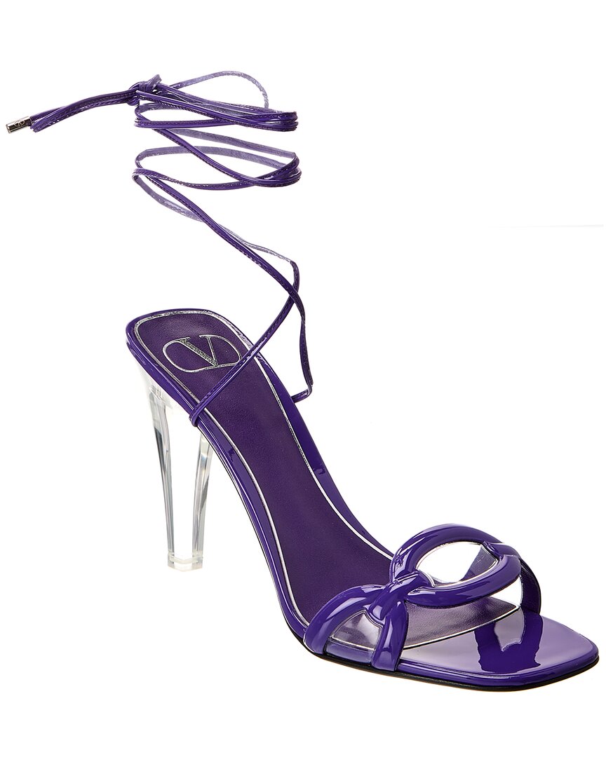 Valentino 100 Patent & Vinyl Sandal Purple
