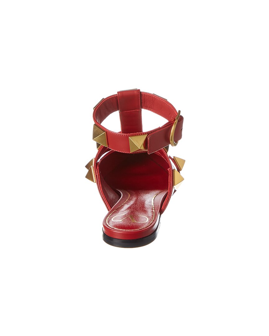 Valentino Roman Stud Leather Ankle Strap Flat