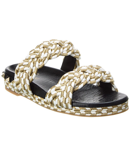Valentino Rope & Leather Sandal Gold