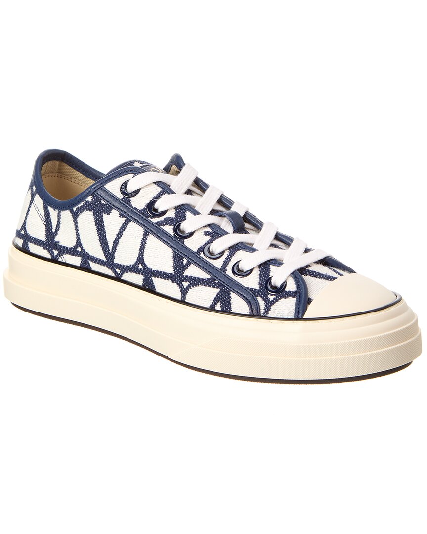 Valentino Toile Iconographe Canvas & Leather Sneaker Blue