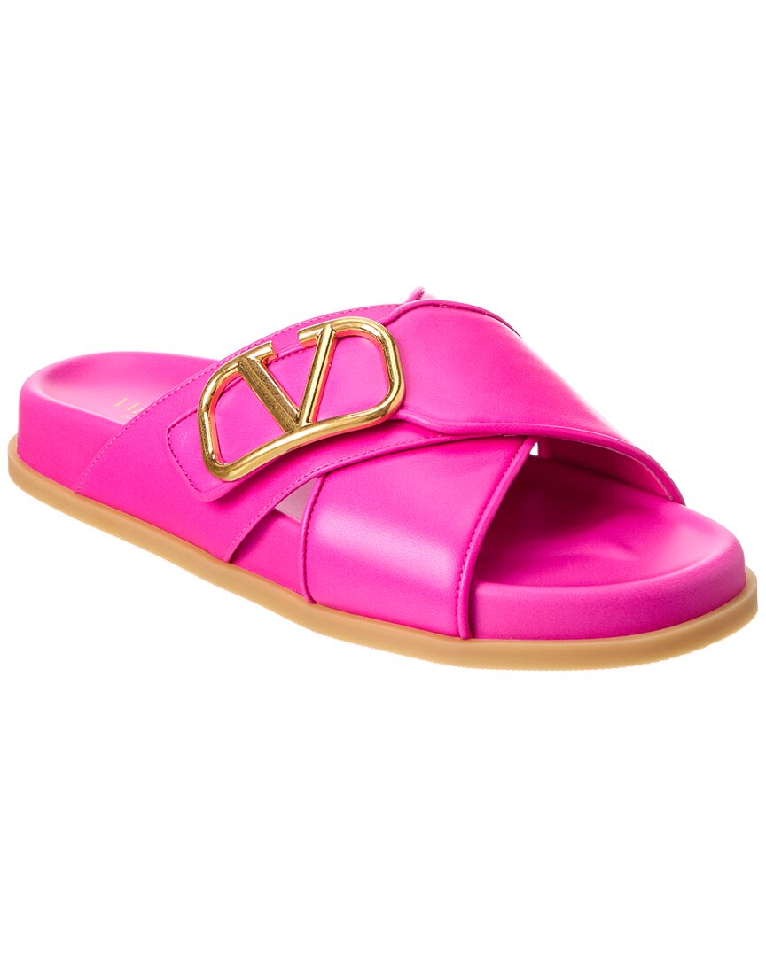 Valentino Vlogo Signature Leather Sandal Pink