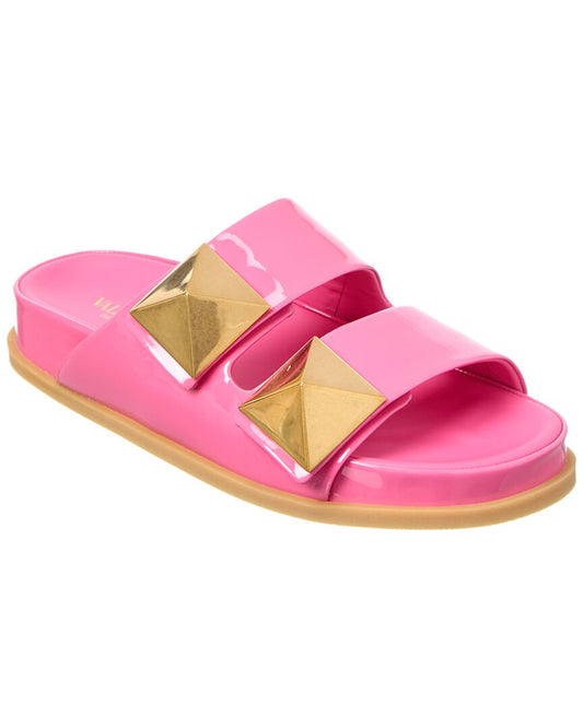 Valentino Roman Stud Patent Slide Pink