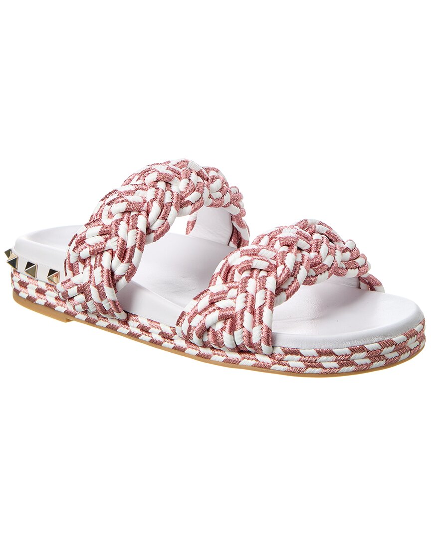 Valentino Rope & Leather Sandal White