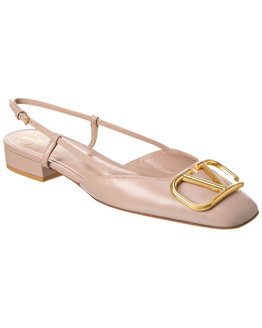 Valentino Vlogo Leather Slingback Flat Pink