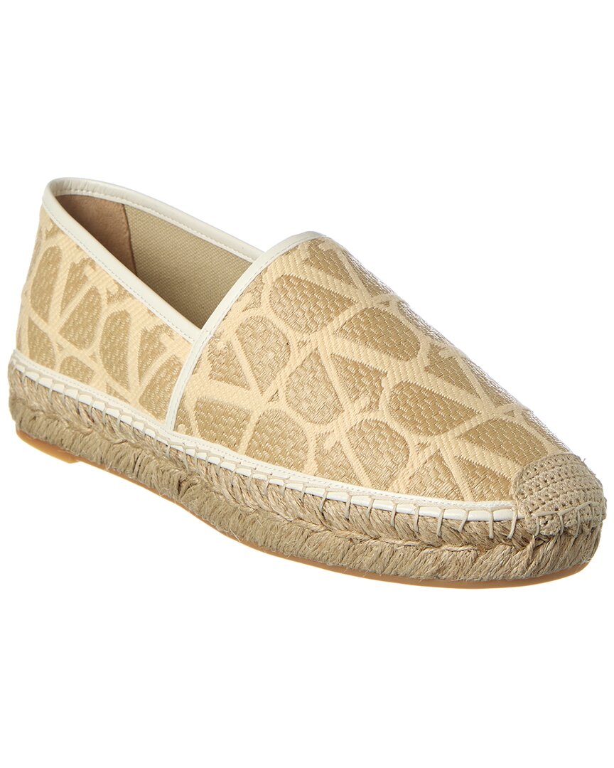 Valentino Vlogo Toile Iconographe Canvas & Leather Espadrille White
