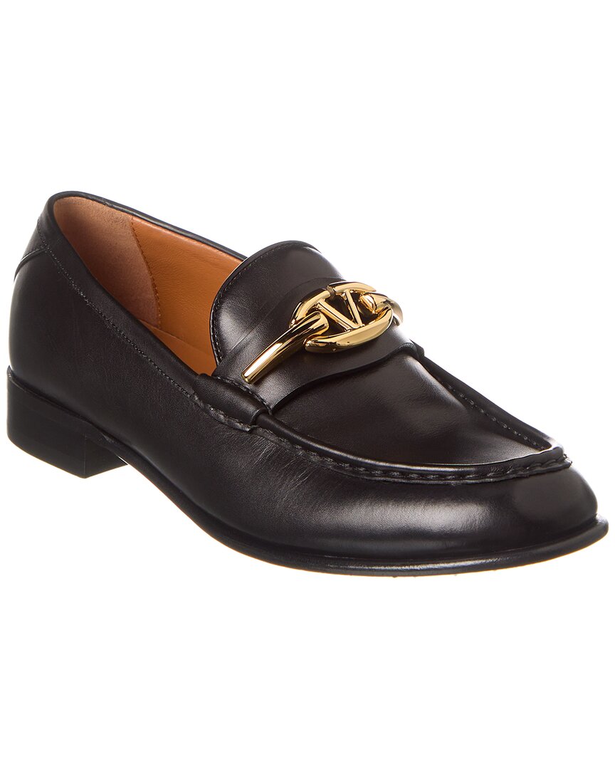 Valentino Vlogo Leather Loafer Black