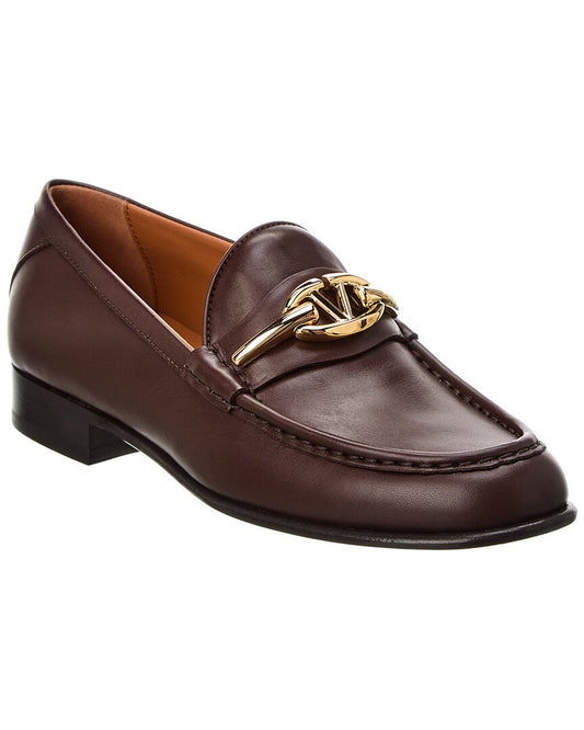 Valentino Vlogo Leather Loafer Brown Multi