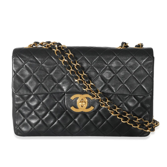 CHANEL - Vintage Black Quilted Lambskin XL Single Flap Bag