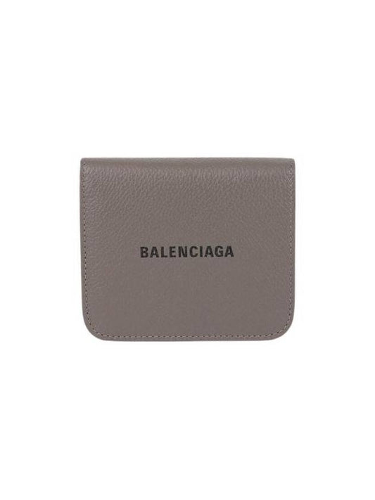 Balenciaga Logo Coin Pocket Flap Half Wallet Medium Grey