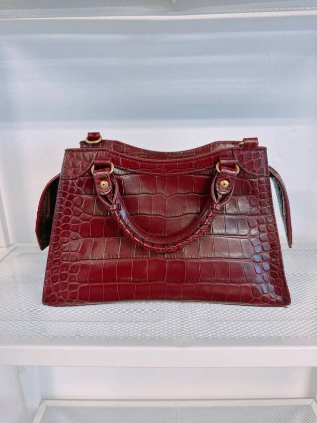 Balenciaga Women s Burgundy Neo Classic Croc Calf Leather Mini City Bag 638524 23EF1 6526