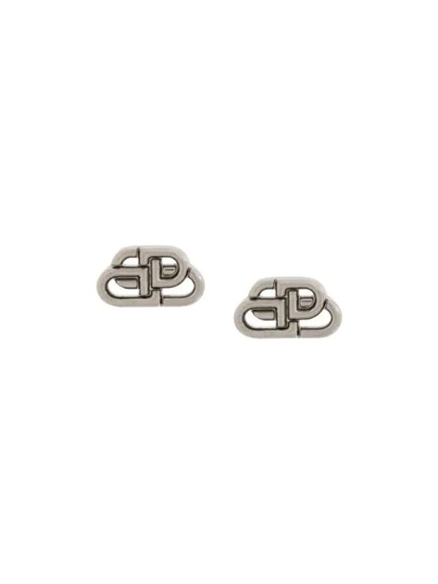 Balenciaga BB Logo Stud Earrings Silver
