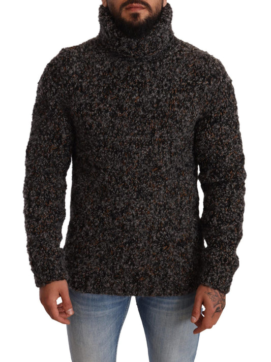 Dolce & Gabbana Gray Wool Blend Turtleneck Pullover Men's Sweater