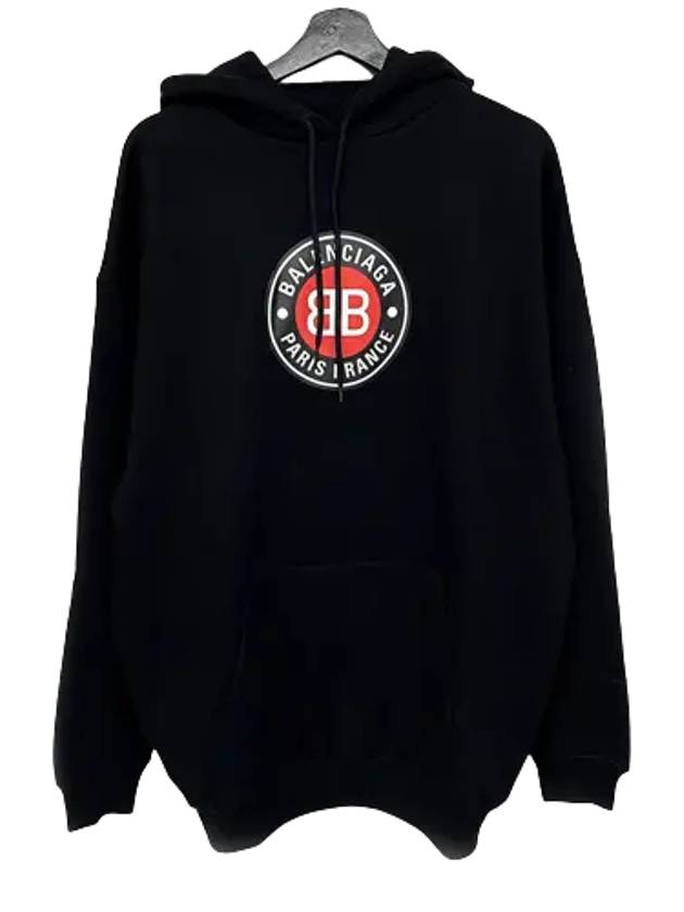 Balenciaga BB Logo Round Print Hoodie Black