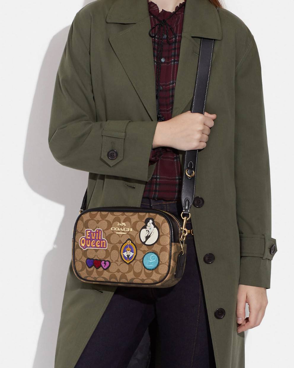 COACH X Disney Jamie Camera Bag In Signature Canvas With Patches CC151 Bag Gold Khaki Multi
