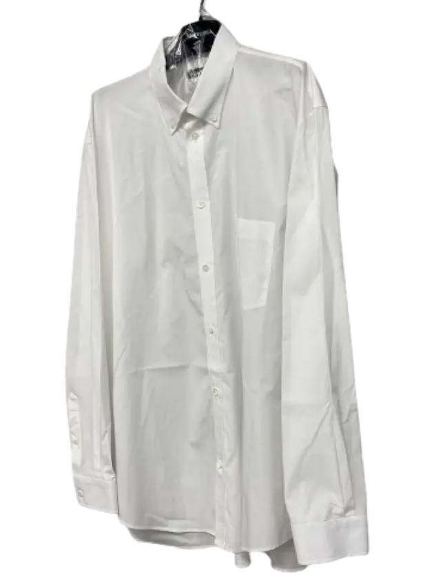 Balenciaga Logo Oversized Long Sleeve Shirt White