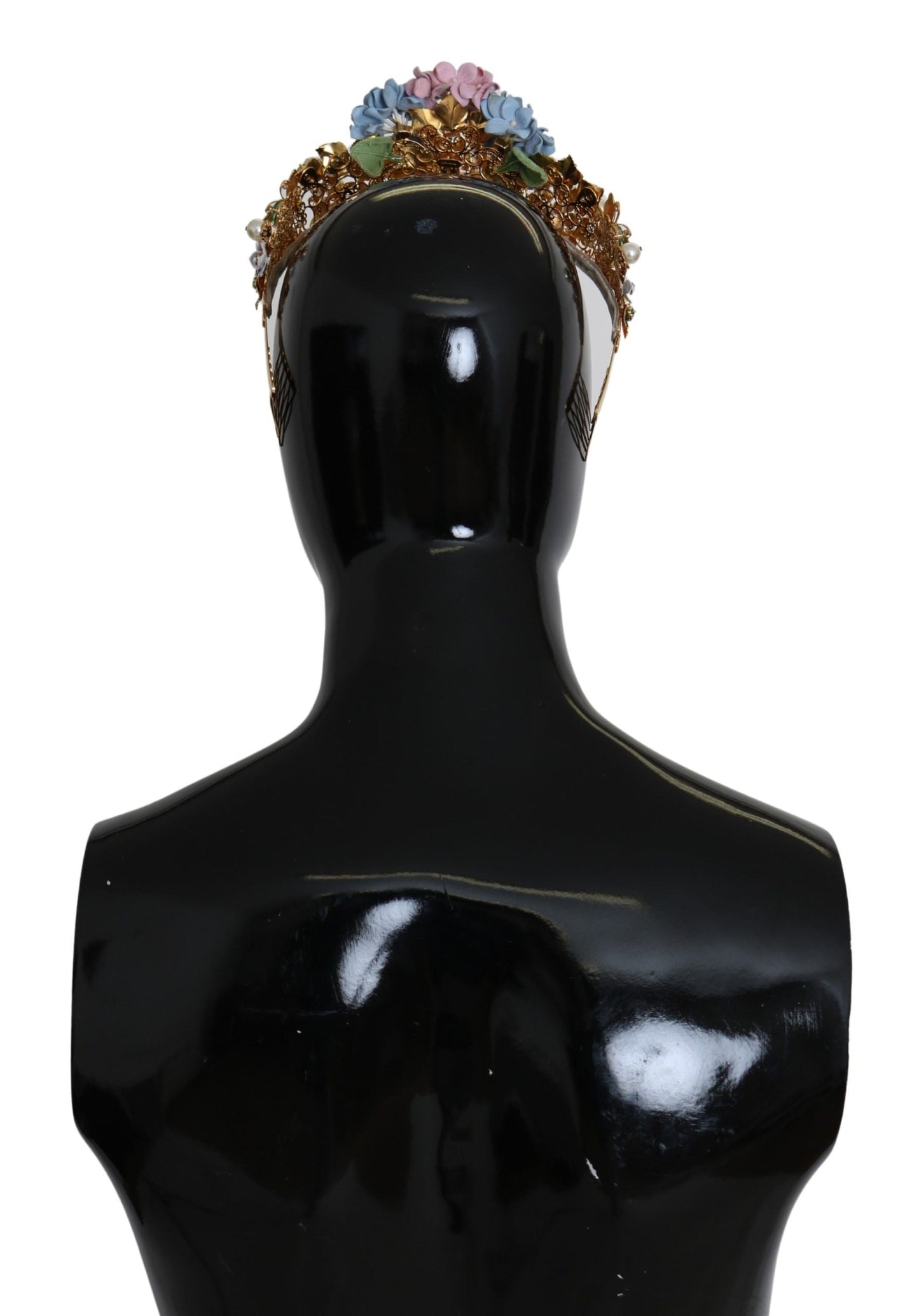 Dolce & Gabbana Gold Crystal Purple Hortensia Headband Crown Women's Diadem