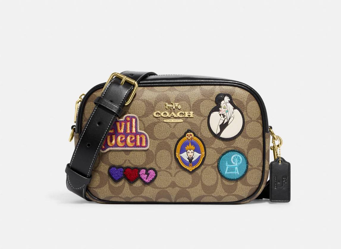 COACH X Disney Jamie Camera Bag In Signature Canvas With Patches CC151 Bag Gold Khaki Multi