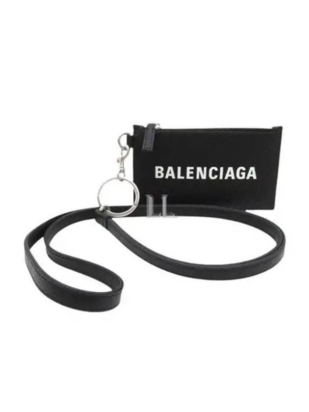 Balenciaga Cash Keyring Card Case Black Silver