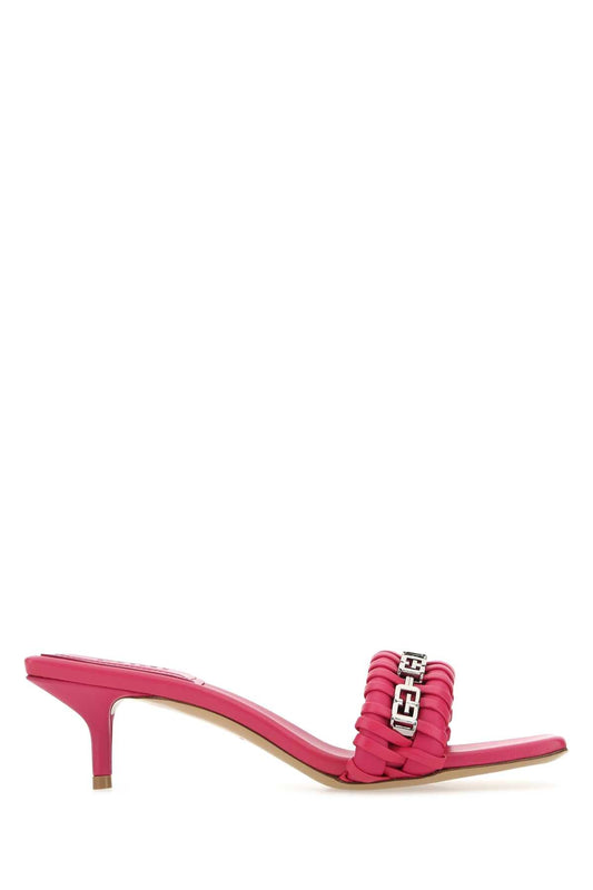 Givenchy Women Fuchsia Nappa Leather G Woven Mules