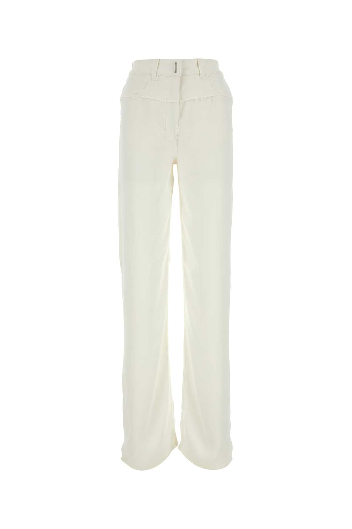 Givenchy Women Ivory Viscose And Denim Jeans