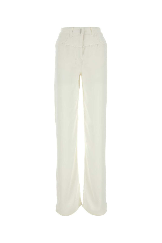 Givenchy Women Ivory Viscose And Denim Jeans