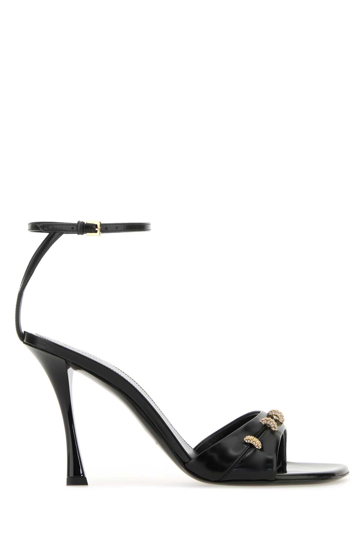 Givenchy Women Black Leather Stitch Sandals