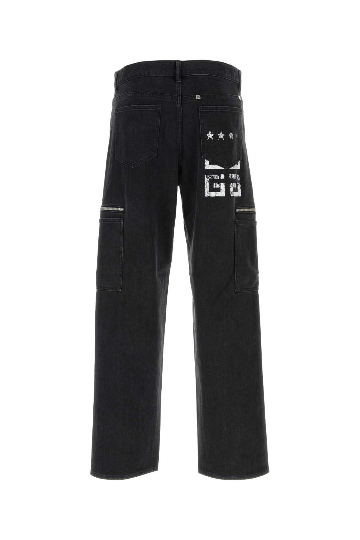 Givenchy Men Black Stretch Denim Cargo Jeans
