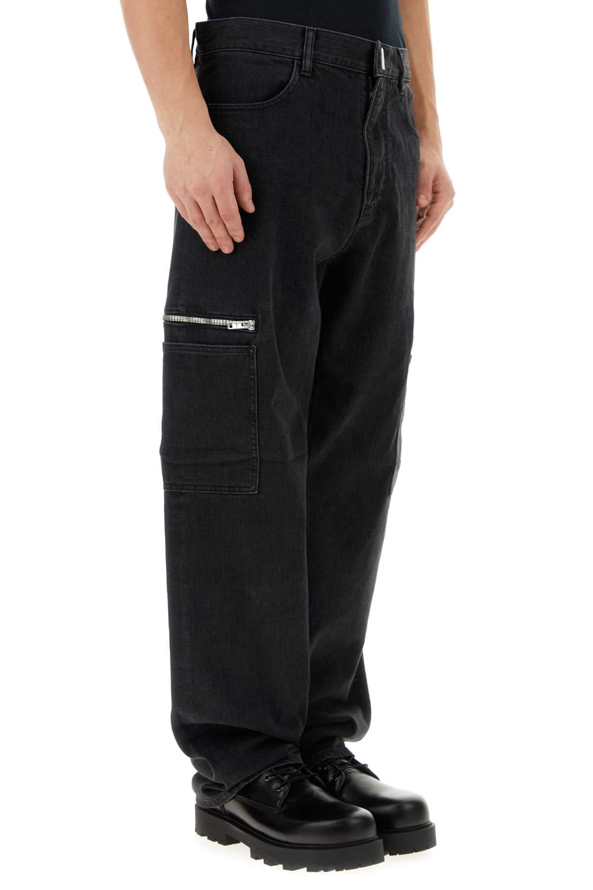 Givenchy Men Black Stretch Denim Cargo Jeans