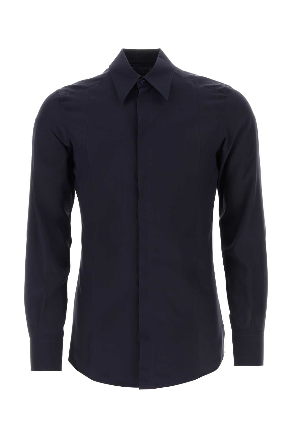 Dolce & Gabbana Men Midnight Blue Crepe Shirt