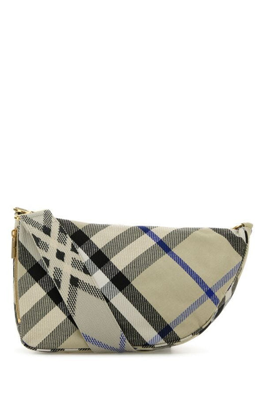Burberry Woman Embroidered Fabric Medium Shield Crossbody Bag