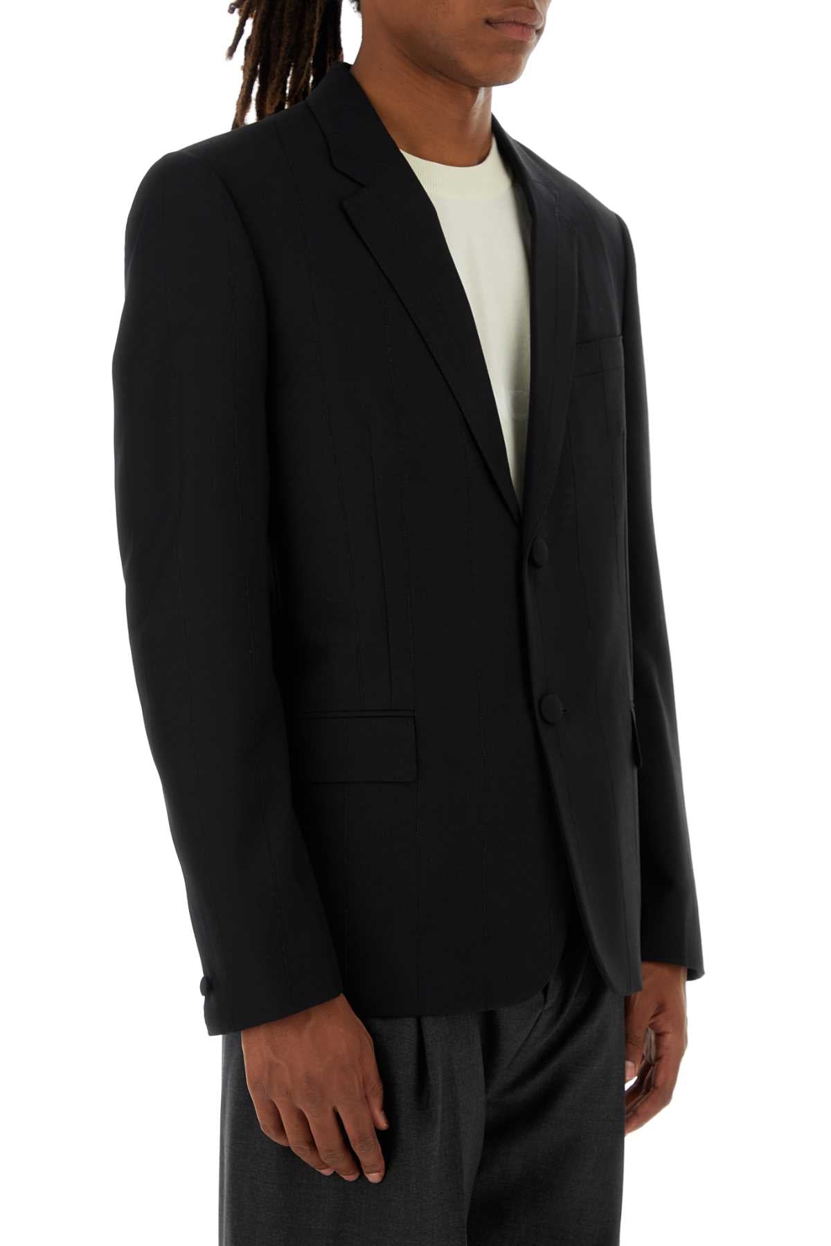 Givenchy Men Black Stretch Wool Blend Blazer