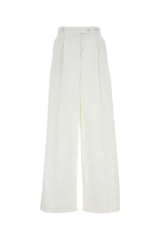 Givenchy Women White Poplin Wide-Leg Pant
