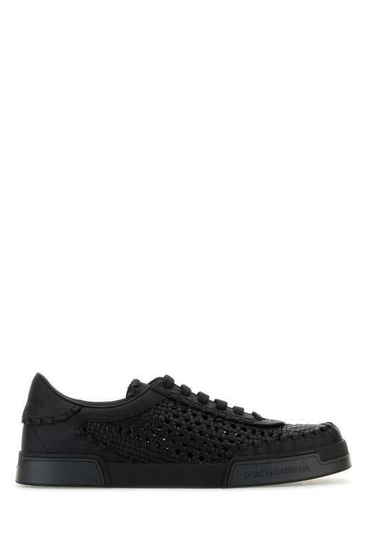 Dolce & Gabbana Men Black Leather Portofino Sneakers